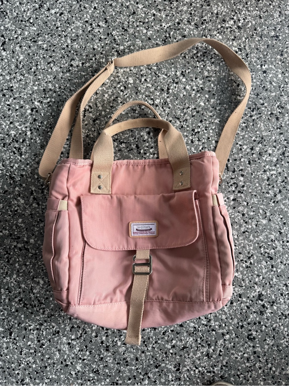 Shoulder Tote with Beige Accents